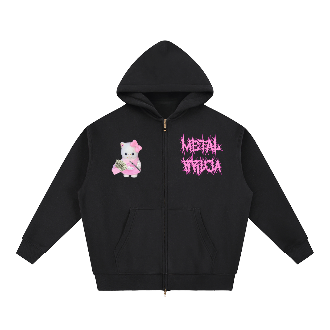 Cutie🎀Cat Oversized Fleece Boxy Zipper Hoodie