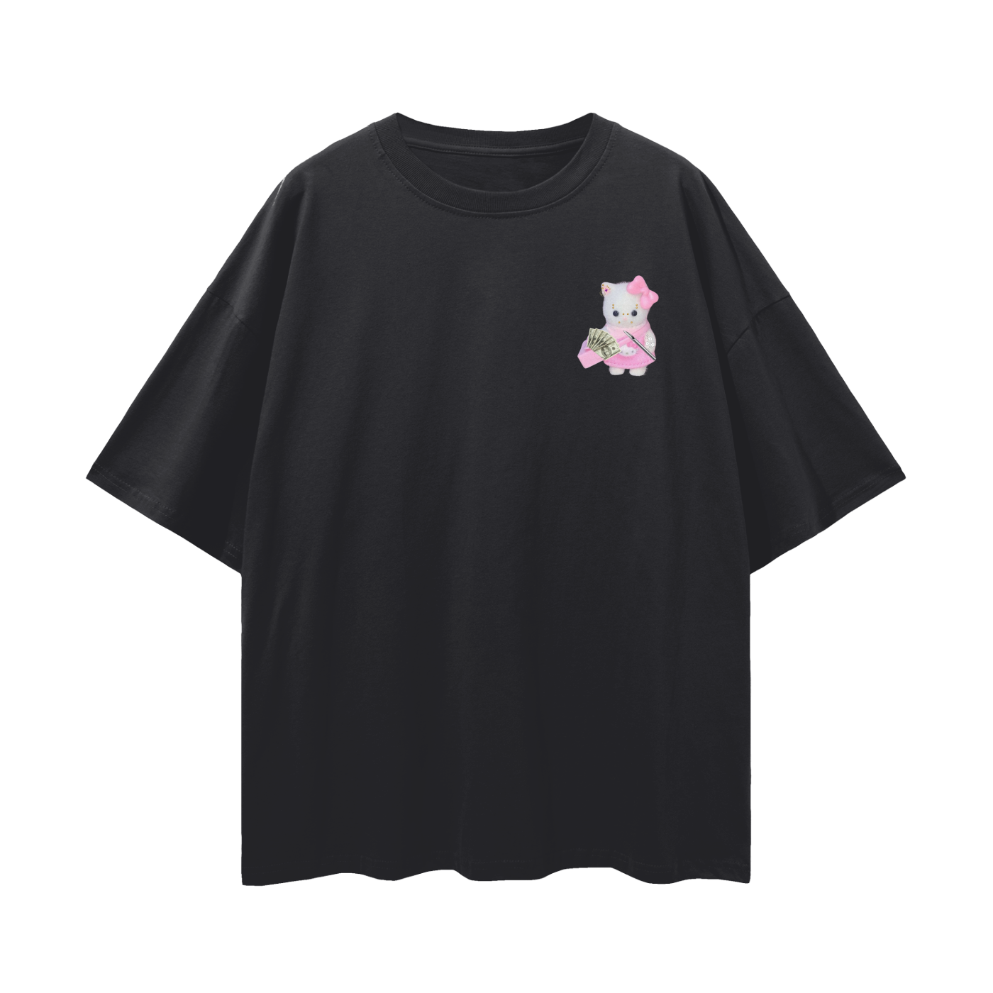 Cuite🎀Cat Lil Homie Streetwear Loose Drop Shoulder T-Shirt