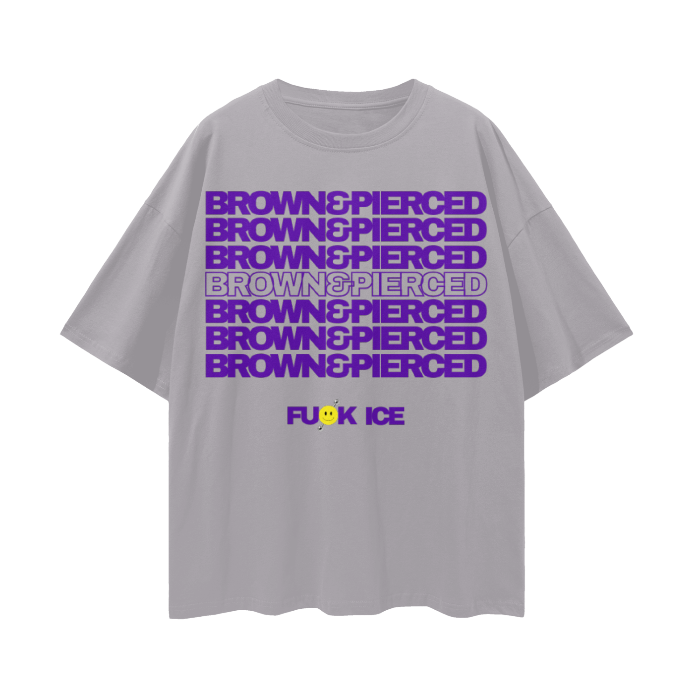 Purple|BROWN&PIERCED Streetwear Loose Drop Shoulder T-Shirt