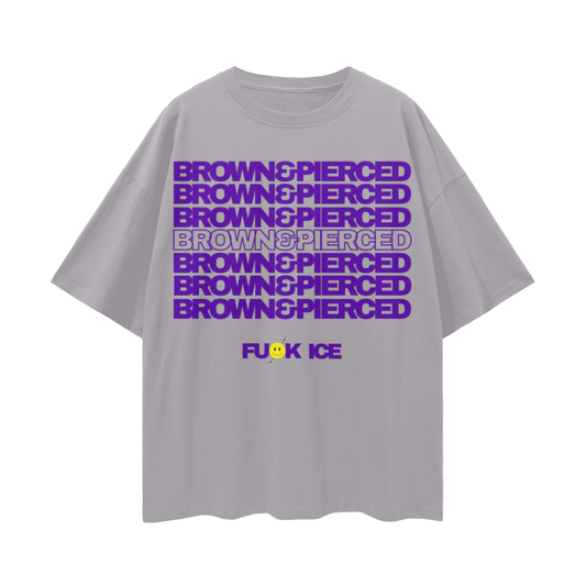 Purple|BROWN&PIERCED Streetwear Loose Drop Shoulder T-Shirt