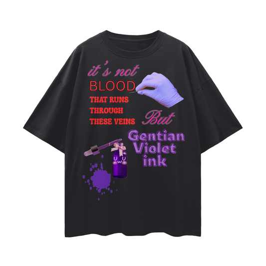 Gentian Violet BLOOD Streetwear Loose Drop Shoulder T-Shirt
