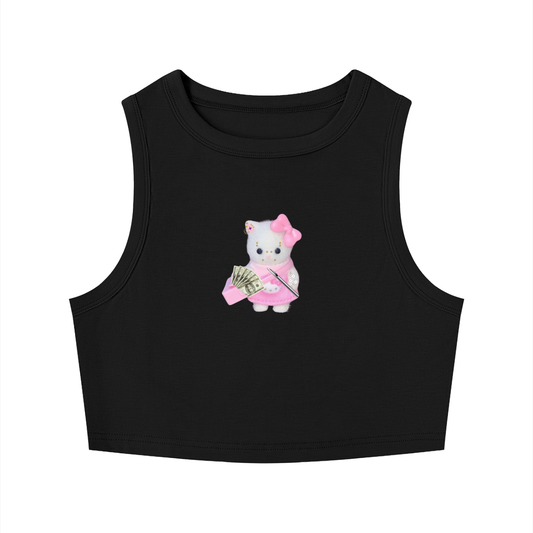Cutie🎀Cat Tight Crewneck Crop Tank Top
