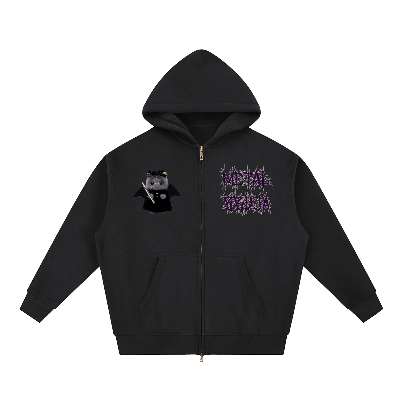 Cutie💀Bat Oversized Fleece Boxy Zipper Hoodie