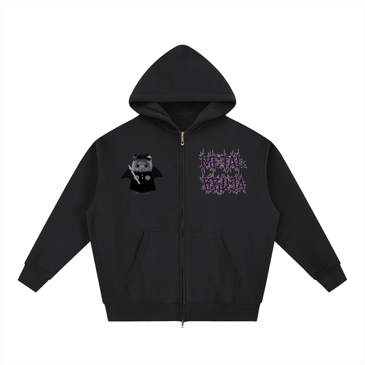 Cutie💀Bat Oversized Fleece Boxy Zipper Hoodie