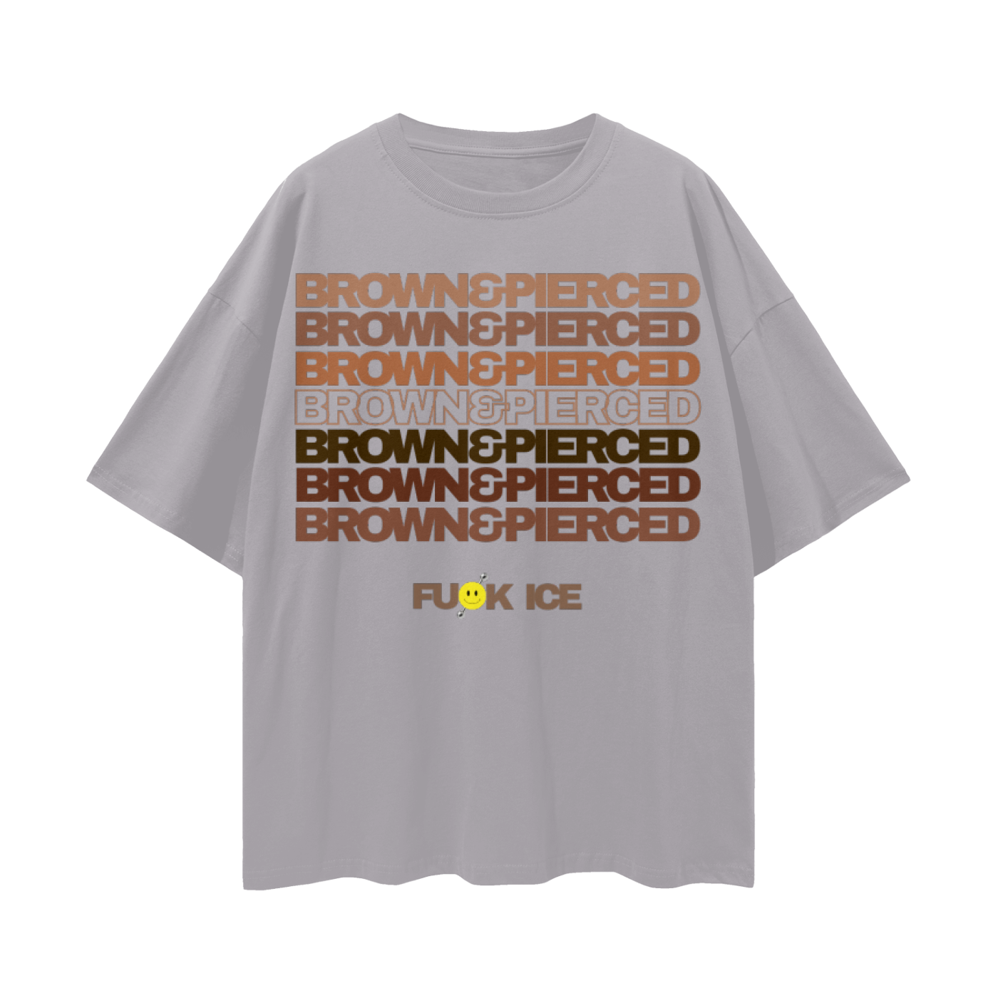 Brown|BROWN&PIERCED Streetwear Loose Drop Shoulder T-Shirt