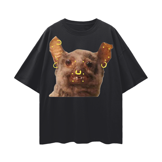 Cute pierced BAT Streetwear Loose Drop Shoulder T-Shirt